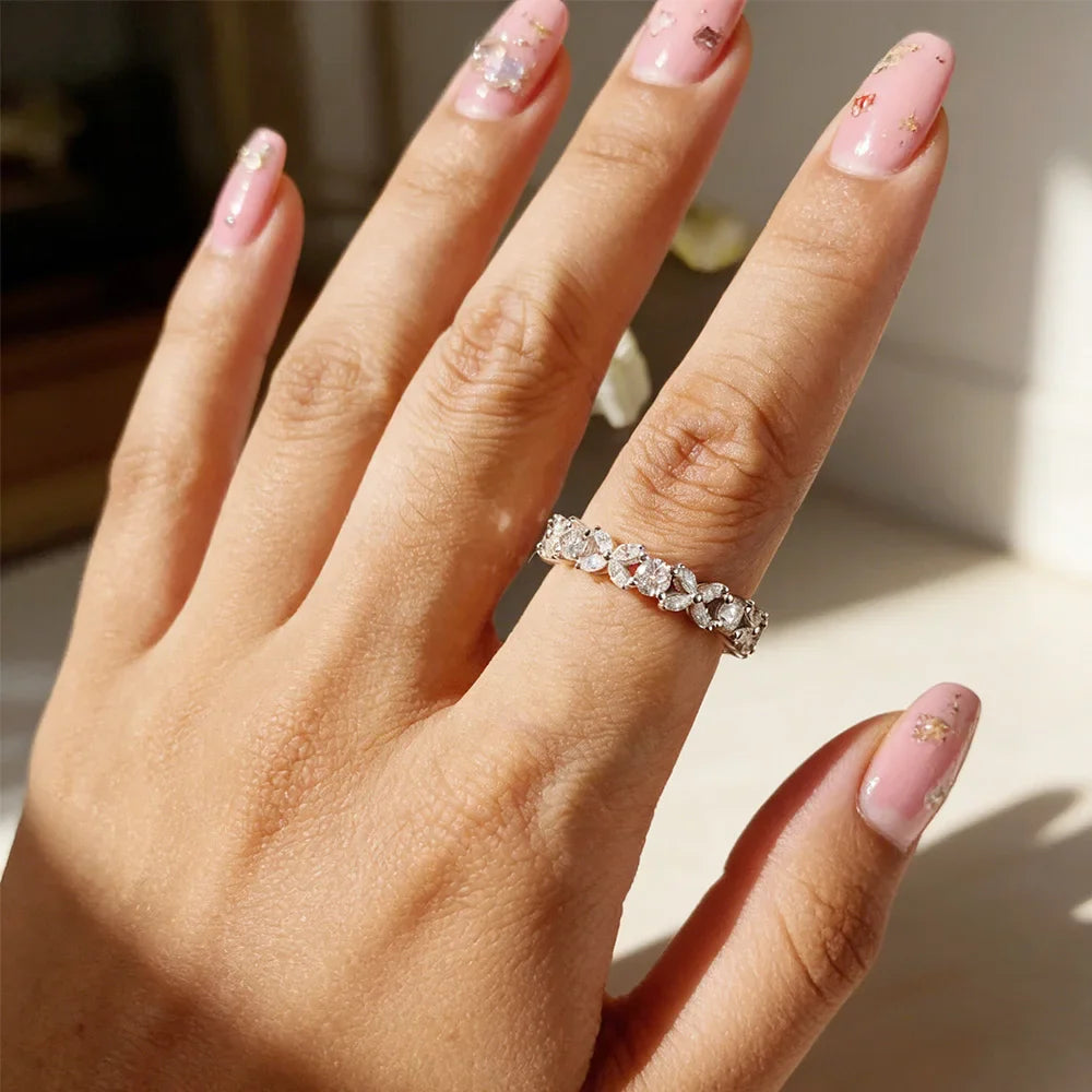 Moissanite Eternity Band Rings for Women Jewelry GRA Certified D Color VVS1 Lab Grow Diamond s925 Sterling Silver Ring