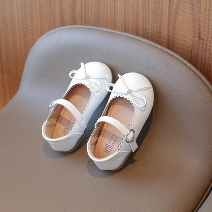 Summer Girl's Princess Shoes Bowknot Round Toe Hook-loop Shallow Cute Daily Kid's Flat Shoe Solid Colors Anti-slip Children Shoe