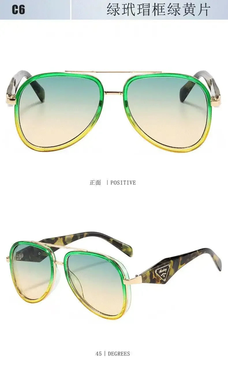 Retro Aviator Tortoiseshell Sunglasses UV400 Protection Metal Frame Shades Luxury Sun Glasses Fashion Eyewear Unisex Oversized
