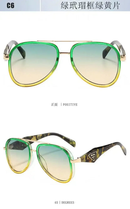 Retro Aviator Tortoiseshell Sunglasses UV400 Protection Metal Frame Shades Luxury Sun Glasses Fashion Eyewear Unisex Oversized