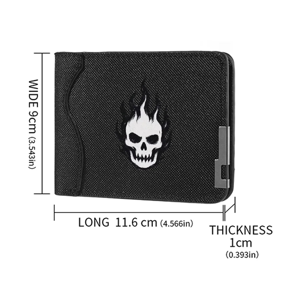 Men's Casual Canvas Wallet Quirky Skull Design Coin Purse Student Credit Card Holder Wallet
