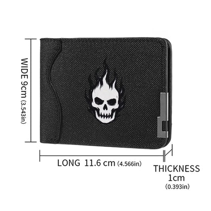 Men's Casual Canvas Wallet Quirky Skull Design Coin Purse Student Credit Card Holder Wallet