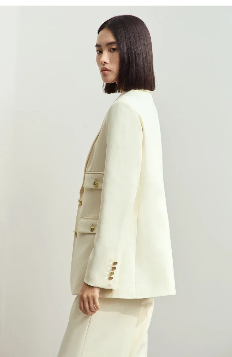Minimalist Blazers Women Autumn 2024 Clothing Vintage Buttons Up Coat Basics Long Sleeve Jacket Office Lady Blazer 12453051