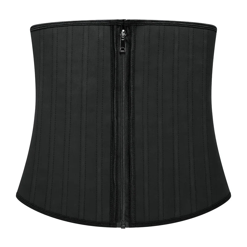 Latex Waist Trainer 25 Steel Bone Body Shaper with 2 Removable Strap Zipper and Hook Modeling Strap Tummy Control Belt