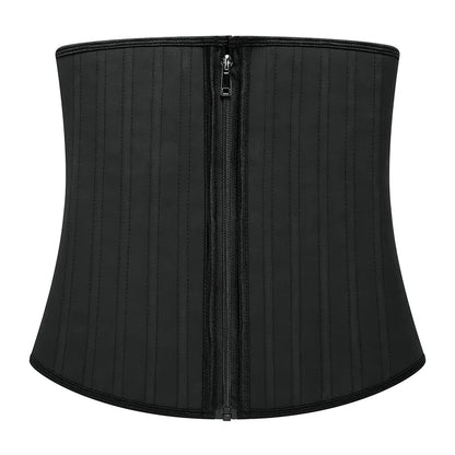 Latex Waist Trainer 25 Steel Bone Body Shaper with 2 Removable Strap Zipper and Hook Modeling Strap Tummy Control Belt