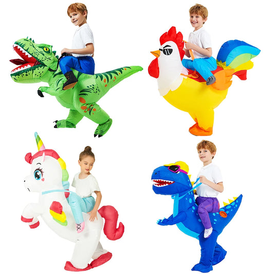 Kids Child Dinosaur Inflatable Costume Unicorn Dress Suits Anime Purim Halloween Party Cosplay Costumes for Boys Girls