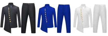 Kids' Two - Piece Suit Set: Royal Blue Jacket with Gold Buttons & Pants, Formal Outfit for Boys