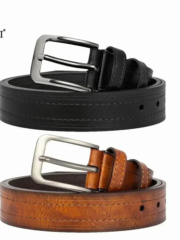 Men's Leather Fashion Classic Belt Metal Pin Buckle Casual Men's PU Leather Alloy Pin Square Buckle Belt Business Belts