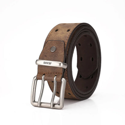 A Western-style PU Leather Belt for Both Men and Women, a Classic and Casual Retro Belt