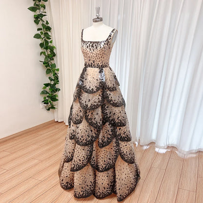 Luxury Sequined Evening Dress Tiered Petal Skirt Formal Prom Gown Customized Robe De Soiree For Women Party 2026