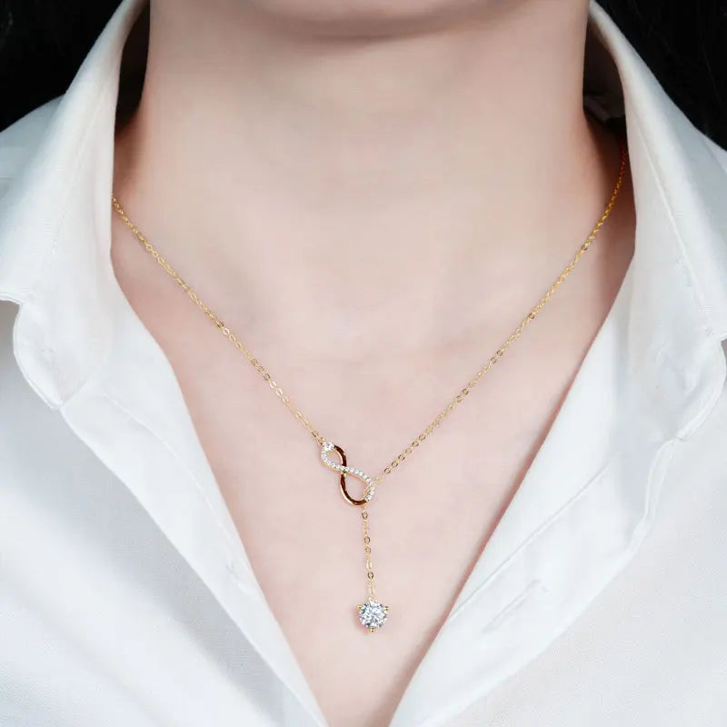 Certified Moissanite Heart Infinite Pendant Necklace Chain for Women S925 Sterling Silver Necklaces Fine Jewelry Gifts