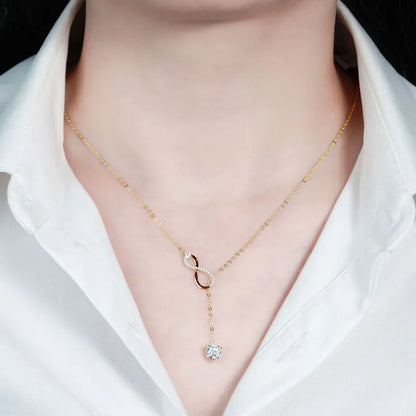 Certified Moissanite Heart Infinite Pendant Necklace Chain for Women S925 Sterling Silver Necklaces Fine Jewelry Gifts