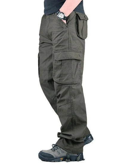 Solind Cotton Multi Flap Pockets Men's Straight Leg Cargo Pants Loose Casual Outdoor Pants Men's Work Pants For Hiking Tactical