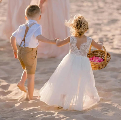 Princess Party Lace Flower Girl Dress Baby Kids Summer Wedding Birthday Dresses Children Clothing 2 4  6 8 10 12 14