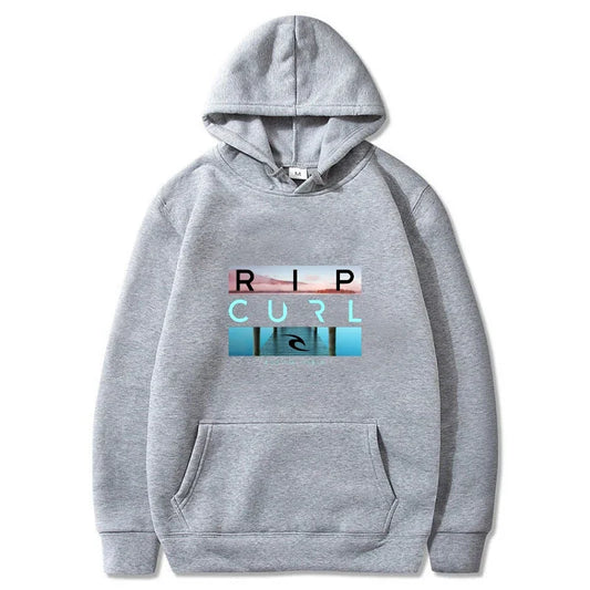 Men's hooded black casual street style sports shirt  suitable for surfing enthusiasts and fashion enthusiasts