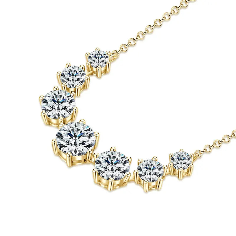 Round Cut Moissanite Smiley Curve Pendant Necklace Chains for Women Real 925 Sterling Silver Wedding Fine Jewelry Gifts