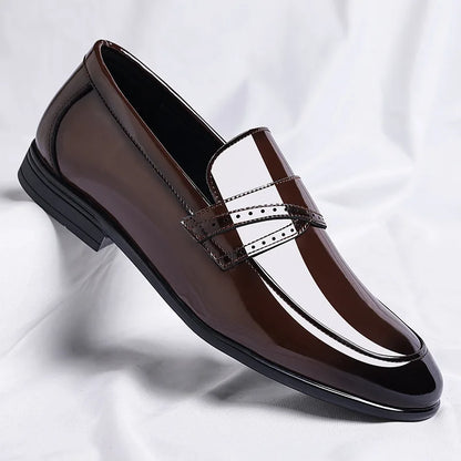Spring Autumn New Patent Leather Shoes for Men Solid Color Fashion Wedding Shoes Male Low Top Casual Loafers Man