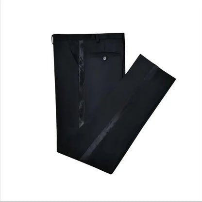 Black Men Suit Pants with Side Satin Stripe One Piece Slim Fit Formal Male Trousers Official Fashion Italian Style