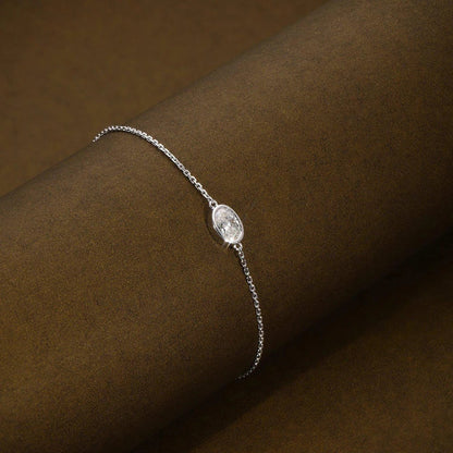 1/2carat Bezel Set Oval Cut Moissanite Bracelet for Women S925 Silver Plated 18k Gold Solitaire Diamond Wrist Chain Fine Jewelry