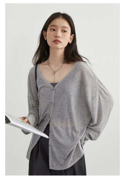 Women's Cardigan New V-neck Long Sleeved Female Shirt Female Jumpers Sun Protection Woman Top Spring Summer 2026