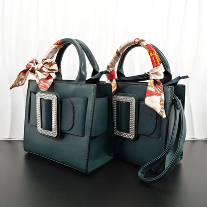African Fashion Women's DK.Green Sandals With Square Fine Clutch Bag Italian Design Casual Style Shoes And Bag Set