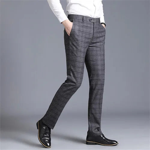Autumn New Men's Suit Pants, Asian Sizes Office Trousers, Available in Blue, Red, Gray, and Black.