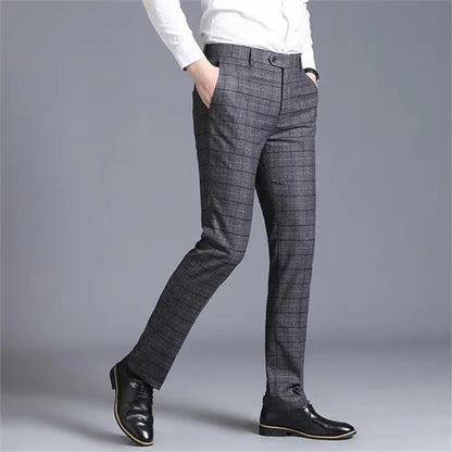 Autumn New Men's Suit Pants, Asian Sizes Office Trousers, Available in Blue, Red, Gray, and Black.
