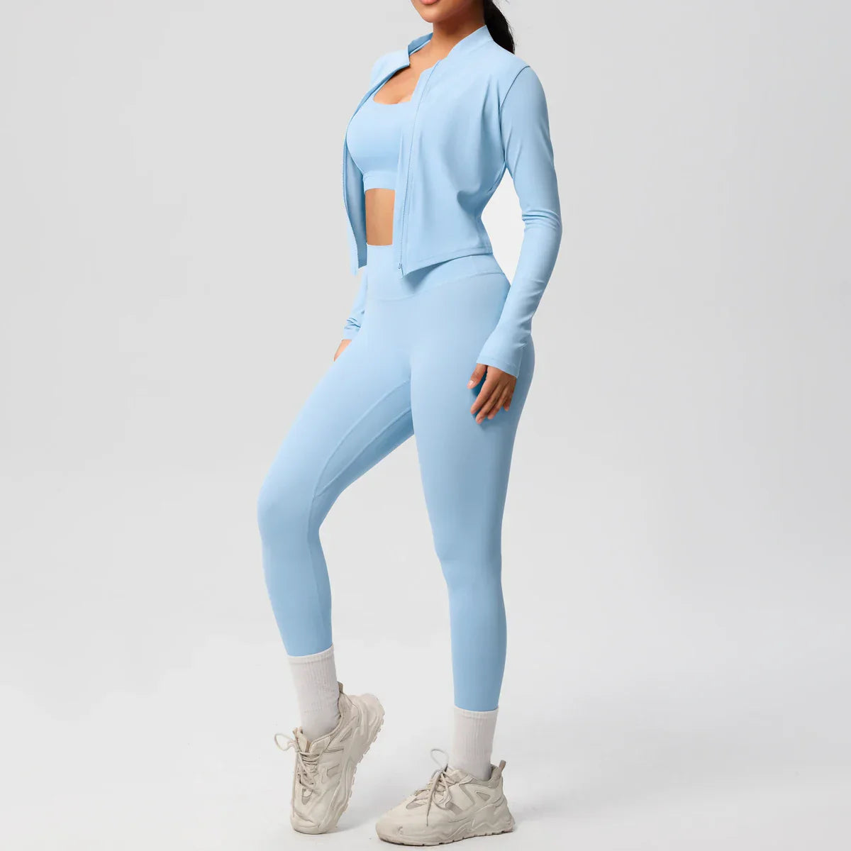 3pcs Sportswear Yoga Set Gym Sports Bra Zipper Jacket Leggings Clothes Sportswear Yoga Suits For Women Fitness Set Tracksuit