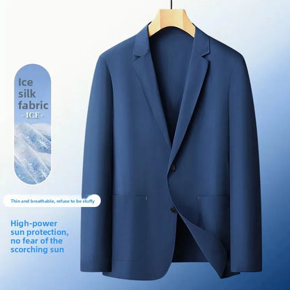 Sunscreen Jacket Blazer - Men's Fashionable Lightweight Business Casual Versatile Casual Cool and Light Thin Elastic Blazer