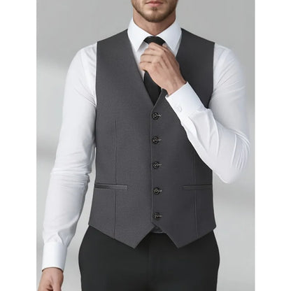 Man Waistcoat Single-breasted V-neck Male Suit Vest Simple Solid Color Comfortable Business Casual Versatile Men Vest