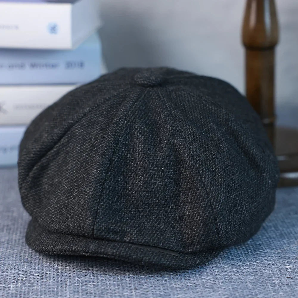 New Vintage Men's Wool Newsboy Cap Brown Green Women Men Berets Classic Woolen Octagonal Caps Casual Gatsby Flat Hat 003