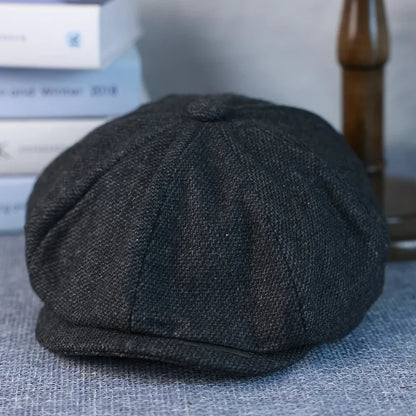 New Vintage Men's Wool Newsboy Cap Brown Green Women Men Berets Classic Woolen Octagonal Caps Casual Gatsby Flat Hat 003