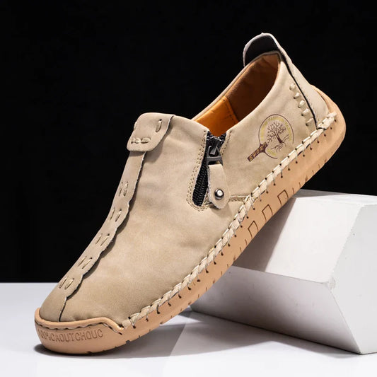 Handmade Leather Men Shoes Casual Slip On Loafers Breathable Leather Shoes Men FlatsTooling Shoes Plus Size