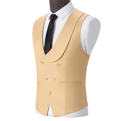 Men Vest Light Champagne With Lapel Solid Waistcoat For Wedding Banquet Prom Business Work Office Casual Daily Men Suit Vest
