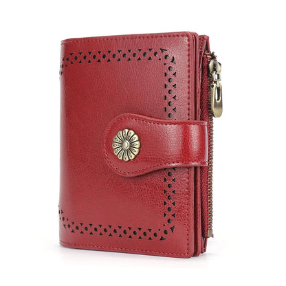 Women's Wallet Short Zipper Female Tri-Fold Vertical Card Holder Original Purse Anti-RFID