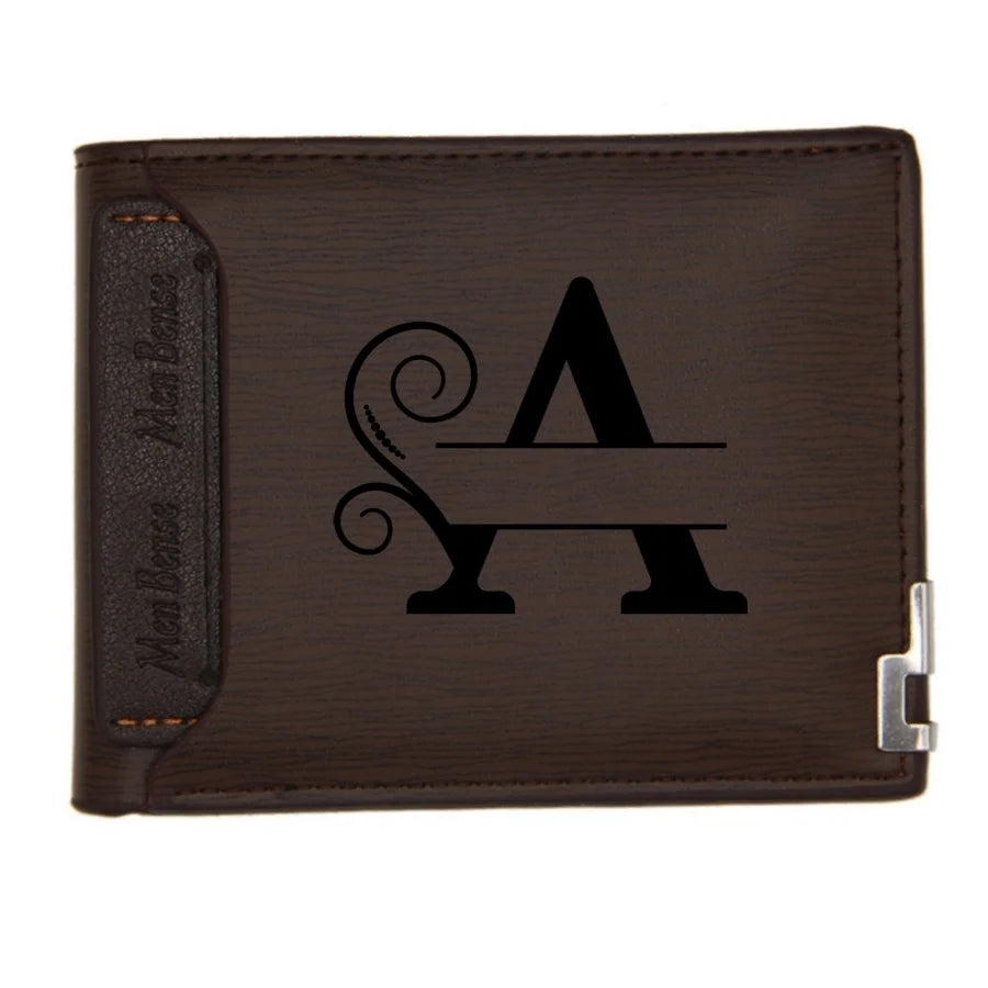 Personalized Wallet for Men Custom Wallets for Men Engraved Letter Name Leather Wallet Bifold Custom Gifts for Dad/Husband