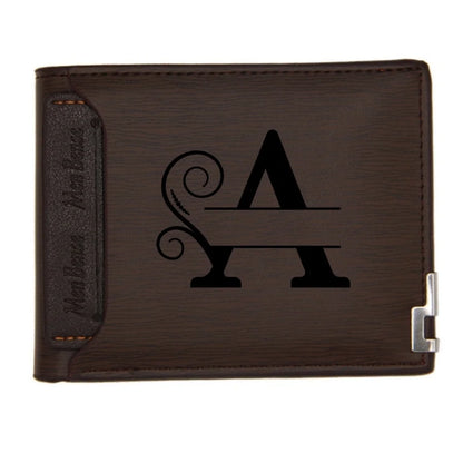 Personalized Wallet for Men Custom Wallets for Men Engraved Letter Name Leather Wallet Bifold Custom Gifts for Dad/Husband