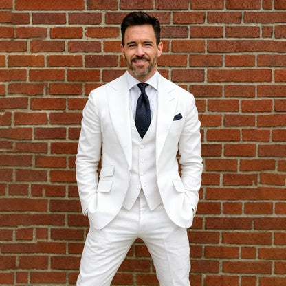3 Pieces Linen Men Suits Custom Made Tuxedo Separates Blazer with Vest Pants For Summer Party Beach Wedding Guest Suit for Man