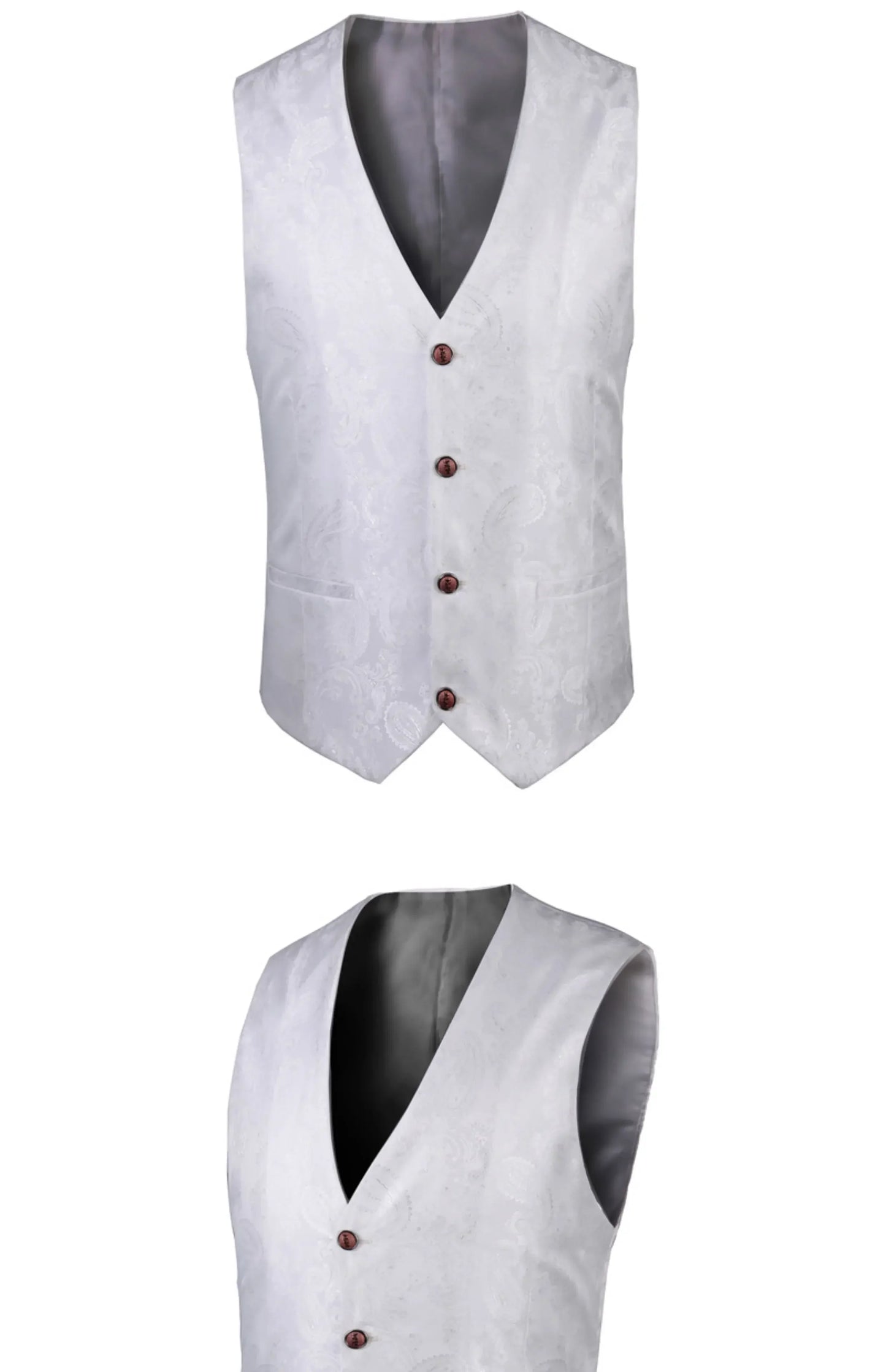 2025 New High-end V-neck Jacquard Black Vest for Men, White Sleeveless Waistcoat, Silver Billiards Uniform ,male Magician Vests