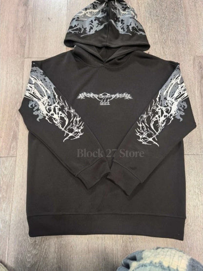 Mens Hoodie Harajuku Y2K Streetwear Lightning Graphic Print Zip Up Hooded Sweatshirt Gothic Punk Loose Fit Glow Unisex Fashion