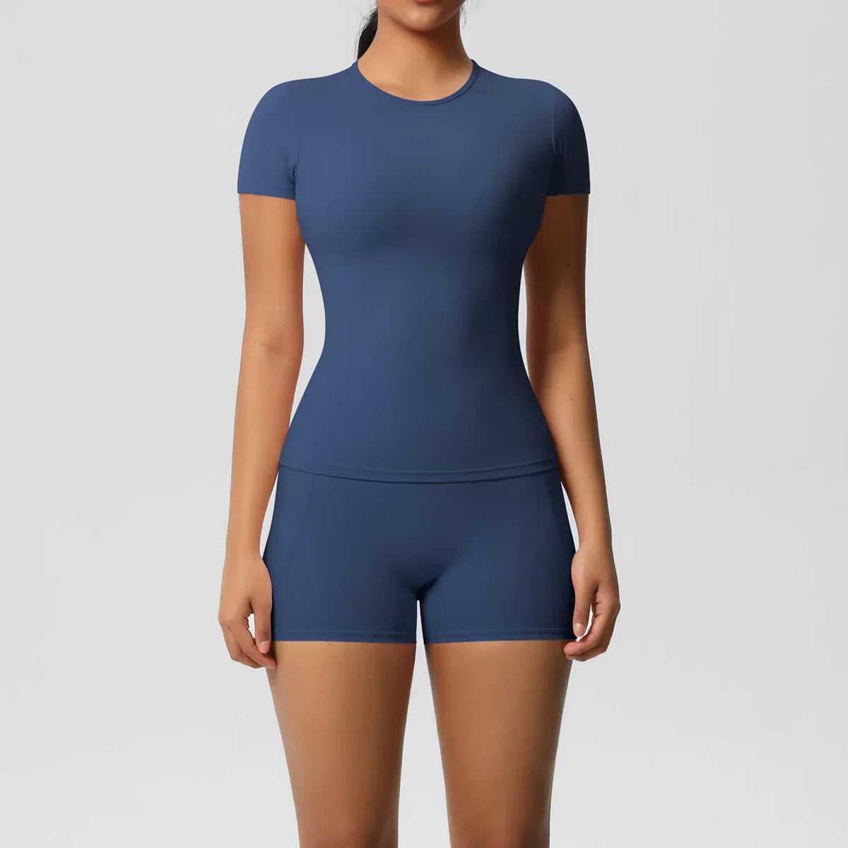 Workout Sportswear 2Pcs Piece Female Yoga Shirt Push Up Workout Clothes Women Outdoors Sport  High Waist  Fitness Sport Shorts