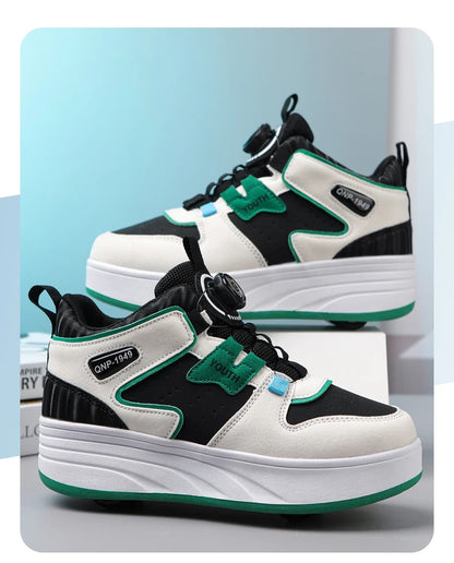 Students Children's Shoes Four Wheel Light Shoes Boys Invisible Roller Shoes Large Size Outdoor Sports Walking Shoes Women