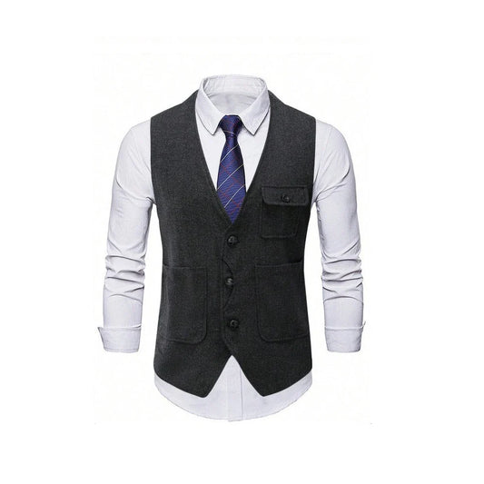 Men's Single Breasted Herringbone Suit Vest Casual Business Dinner Party Dress Mail Waistcoat Top Coat Wedding Groomsman's Dress