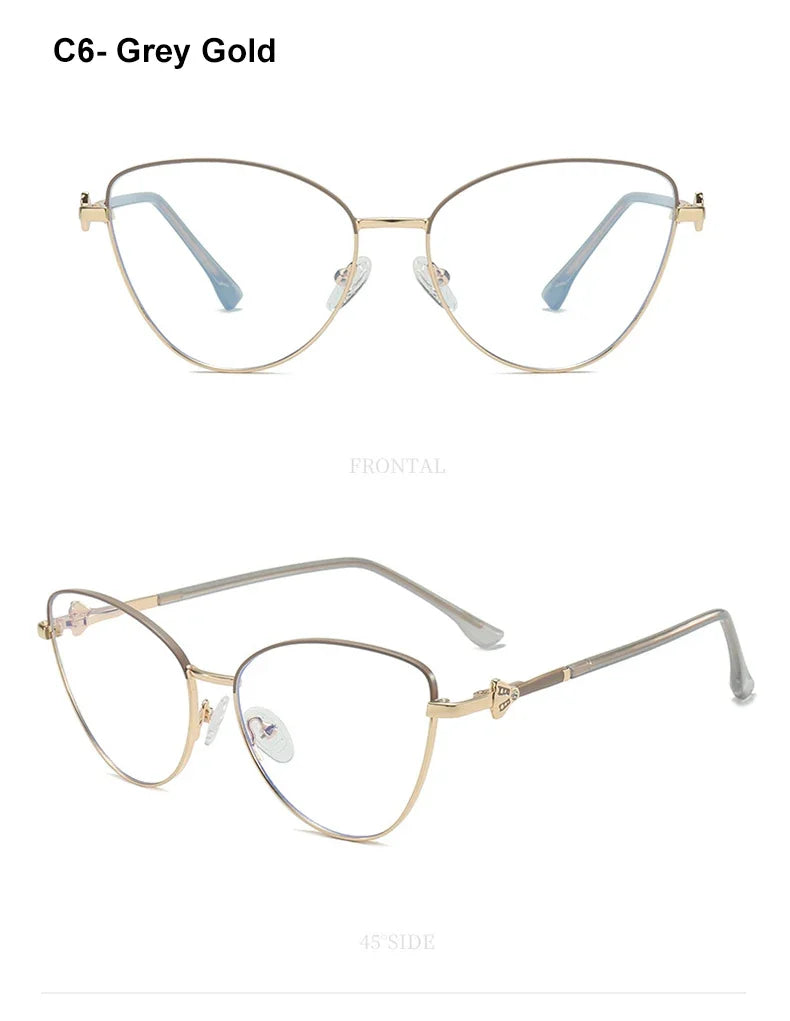 New Fashion Simple Cat's Eye Personalized Frame Design Women's Anti-Blue Light Reading Glasses Customizable Prescription