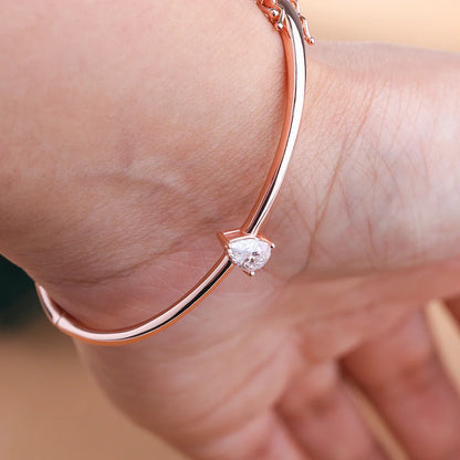 Certified 1CT Pear Cut Moissanite Bangles Solid S925 Silver Plated 18k Gold Diamond Bracelet for Women Dainty Jewelry Gift Party