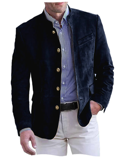 Autumn Winter Men's Casual Blazer Fashion Single-Breasted Snowflake Fleece Jacket Solid Color Daily Work Business Party Coats