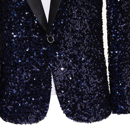 Shimmering Green Sequinned Blazer, Dazzling and Eye-catching, European Sizing, Men's Wedding Party Stage Dazzling Formal Wear