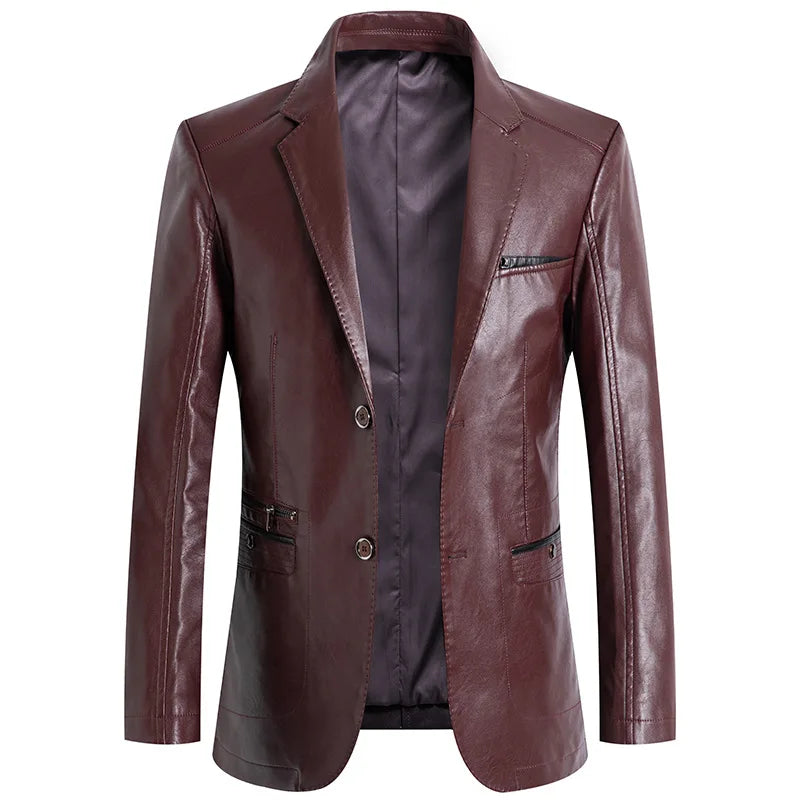 2025 Autumn Jacket Men Solid Color Leather Coat Jacket Casual Motorcycle Biker Coat Leather Jackets Male Big Size 6XL 7XL