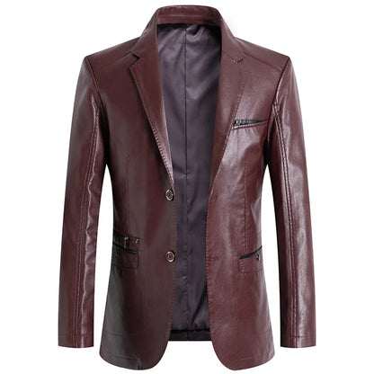 2025 Autumn Jacket Men Solid Color Leather Coat Jacket Casual Motorcycle Biker Coat Leather Jackets Male Big Size 6XL 7XL
