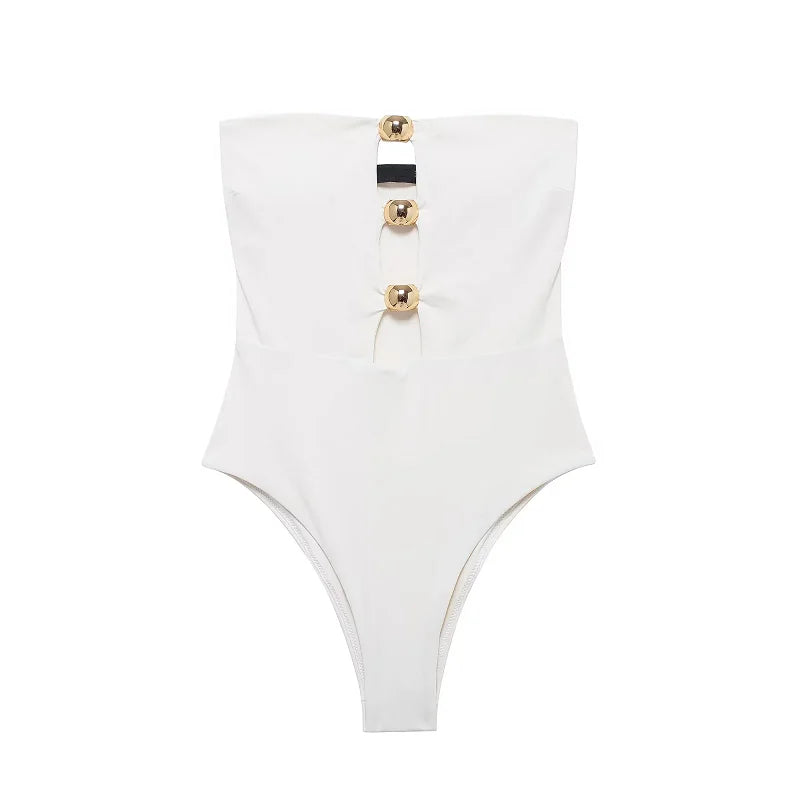Bodysuits Sexy Corset Cut Out Top White Black Bodysuit Women Backless One Piece Strapless Thong Bodysuit Woman Swimsuits